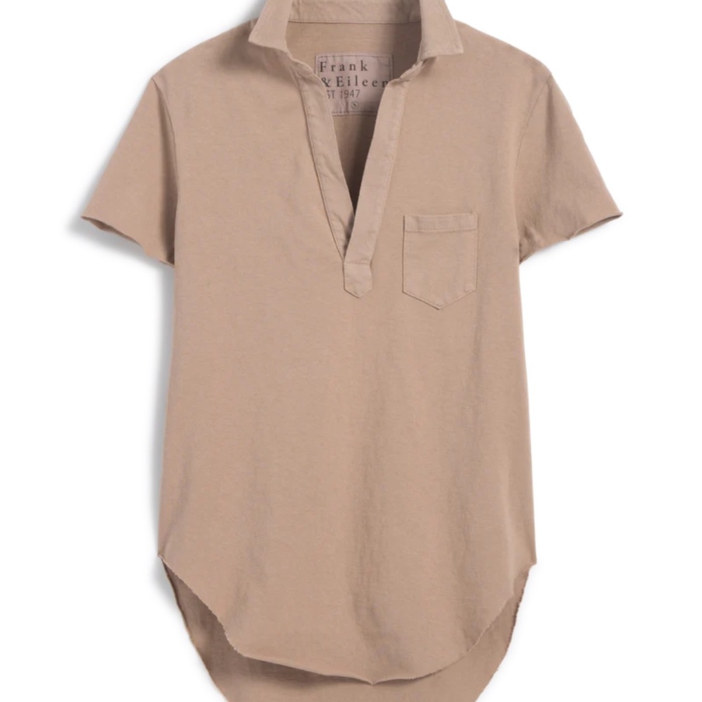 Frank & Eileen Charlotte Cappuccino Polo T-shirt Cotton Short Sleeve Large